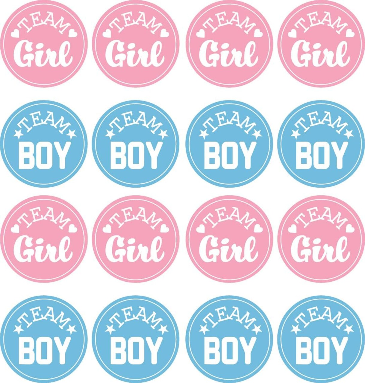 Pink and Blue Gender Reveal Party Stickers - 100 Count, Team Boy and Team Girl Voting Labels for Baby Shower and Gender Reveal Decorations